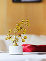 Close styled view of the Grape Light Golden Crystal Tree with a warm golden background