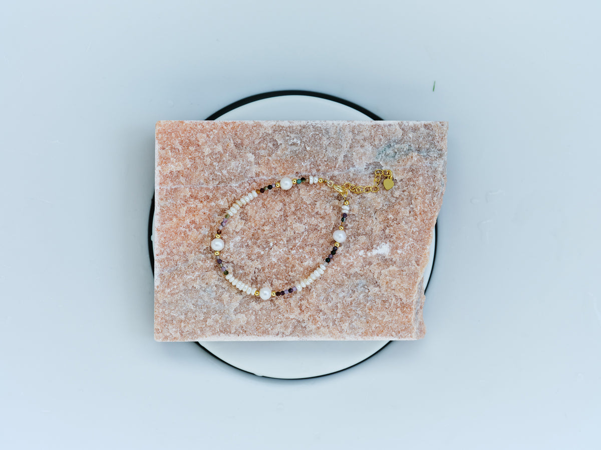 Color Whisper Bracelet with petite multitone freshwater pearls and silver-plated copper, full view