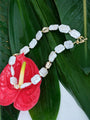 Tidal Mosaic Necklace detail showing varied freshwater pearl shapes and natural luster