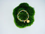 Coin Halo Bracelet with clear crystal beads and small 24K gold-plated copper coin accents on green moss.